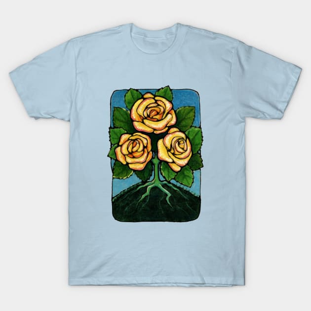 Three of Roses T-Shirt by DarlaHallmark